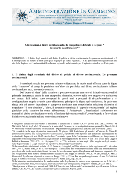 1 Gli stranieri, i diritti costituzionali e le competenze di Stato e