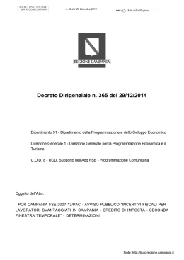 Decreto Dirigenziale n. 365 del 29/12/2014