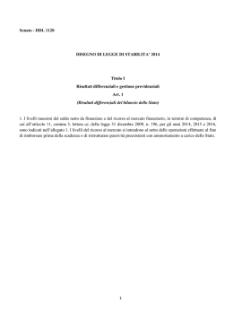 1 Senato - DDL 1120 DISEGNO DI LEGGE DI STABILITA