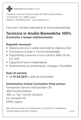 Tecnico/a in Analisi Biomediche 100%
