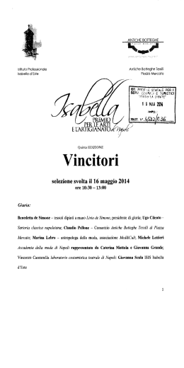 Premio Isabella Quinta EDIZIONE Vincitori - Sannino