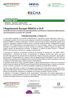 I Regolamenti Europei REACH e CLP: