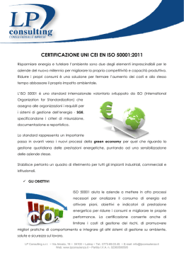 CERTIFICAZIONE UNI CEI EN ISO 50001:2011