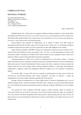 1 CURRICULUM VITAE RAFFAELLA PASQUILI