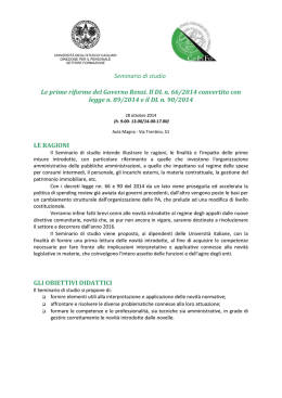 Seminario di studio Le prime riforme del Governo Renzi. Il DL n. 66