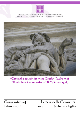 Lettera comunitaria - Chiesa Evangelica Luterana in Italia