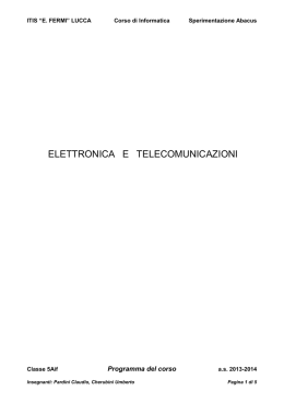 ELETTRONICA E TELECOMUNICAZIONI