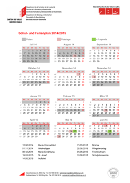 Schul- und Ferienplan 2014-15 - Berufsfachschule Oberwallis