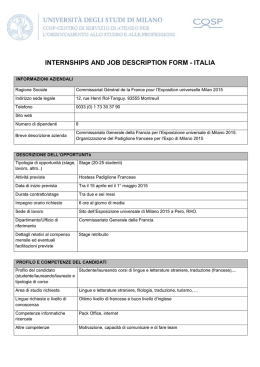 Internship Description Italia Unimi CG Francia