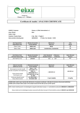 Certificato di Analisi / ANALYSIS CERTIFICATE