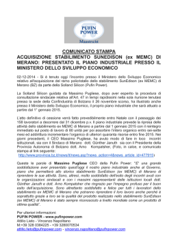 (ex MEMC) DI MERANO: PRESENTATO IL PIANO INDUSTRIALE