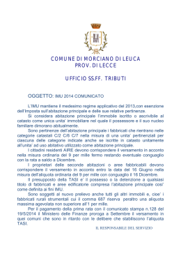 IMU 2014 COMUNICATO - Comune di Morciano di Leuca