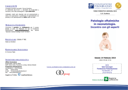 Patologie oftalmiche in neonatologia.