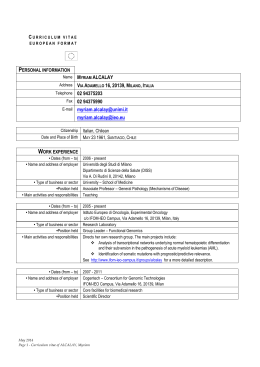 * NOTE - Universit&agrave; degli Studi di Milano