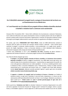 Per il 2014/2015 selezionati 6 progetti locali a sostegno di