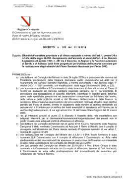 1 Regione Campania Il Commissario ad acta per la