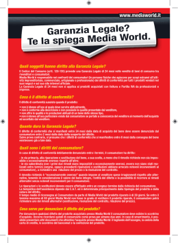 Garanzia Legale? Te la spiega Media World.