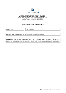 determinazione dirigenziale oggetto: uslumbria2/mondialpol srl
