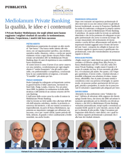 Mediolanum Private Banking la qualità, le idee e i contenuti