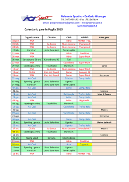 Calendario 2015 Puglia, aggiornamento