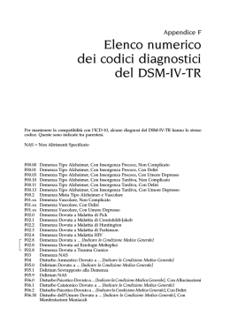 Appendice F – Elenco numerico dei codici diagnostici del DSM-IV-TR