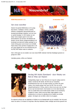 Van onze voorzitter Verslag WK Adults Standaard - door