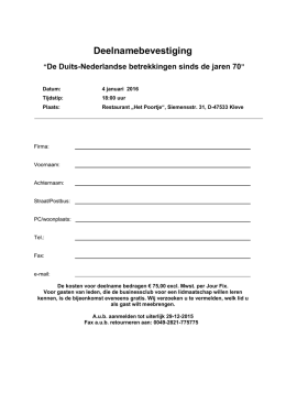 Deelnamebevestiging - Nederlands Duitse Businessclub Kleve