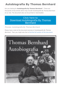 Autobiografia By Thomas Bernhard |