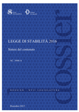 LEGGE DI STABILIT&Agrave; 2016