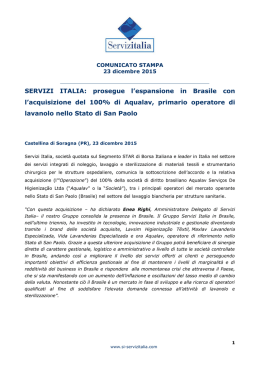 Comunicato stampa - Servizi Italia Spa