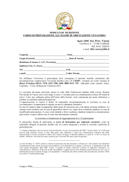 Modulo d`iscrizione - FIDC - Sezione Provinciale di Varese