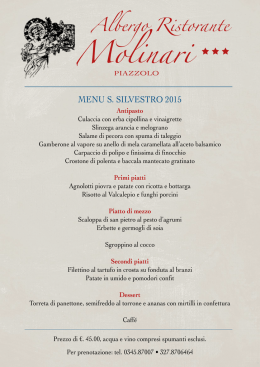 menu s. silvestro 2015 - Albergo Ristorante Molinari Piazzolo