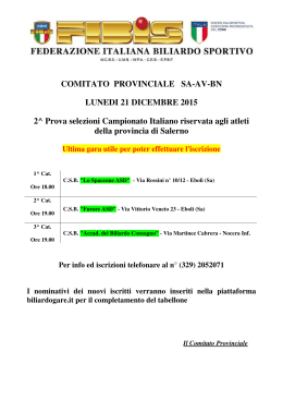COMITATO PROVINCIALE SA-AV-BN LUNEDI 21 DICEMBRE 2015