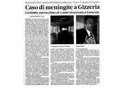 Caso di meningite a Gizzeria - Ordine dei Medici di Cosenza