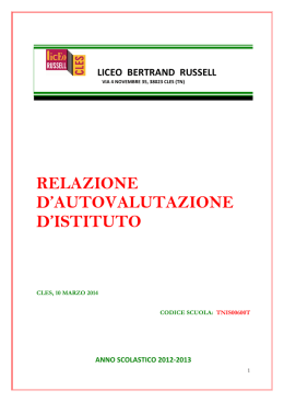 Relazione Autovalutazione di istituto 2014 per as