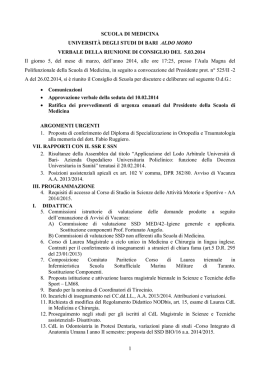 1 SCUOLA DI MEDICINA UNIVERSIT&Agrave; DEGLI STUDI DI BARI