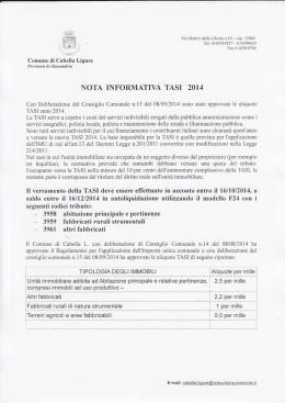 NOTA INFORMATIVA TASI 2OI4 - Comune di Cabella Ligure