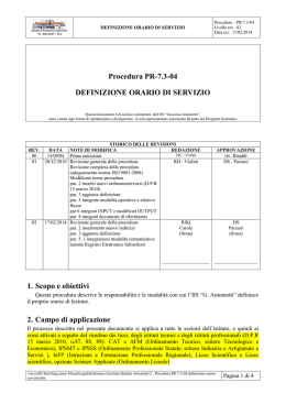 Procedura PR-7.3-04 DEFINIZIONE ORARIO DI - Iseo