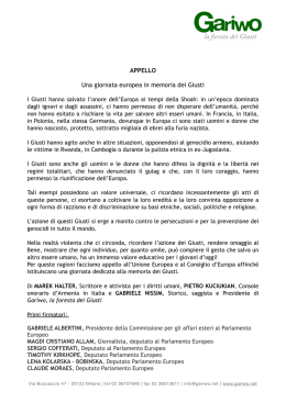 APPELLO Una giornata europea in memoria dei Giusti