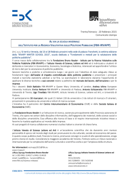 Trento/Venezia - 20 febbraio 2015 Comunicato stampa