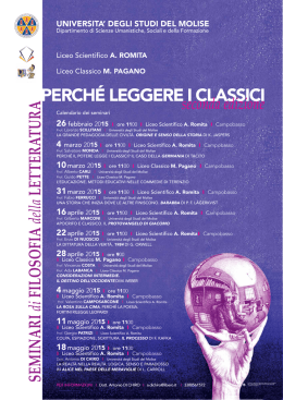 PERch&eacute; LEGGERE I cLASSIcI - Universit&agrave; degli Studi del Molise