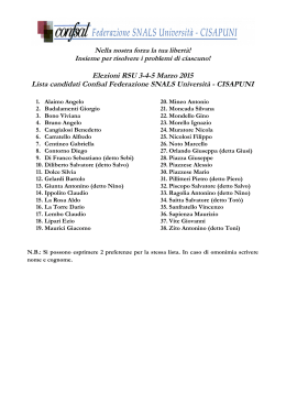 I 38 candidati - Confsal Federazione SNALS Università CISAPUNI