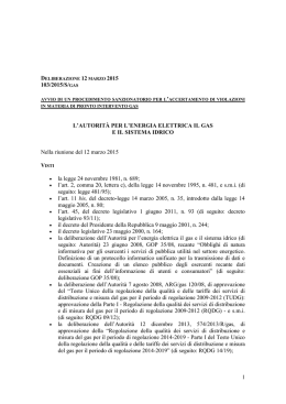 1 103/2015/S/GAS L`AUTORIT&Agrave; PER L`ENERGIA ELETTRICA IL