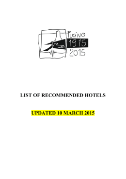 LIST OF RECOMMENDED HOTELS UPDATED 10 MARCH