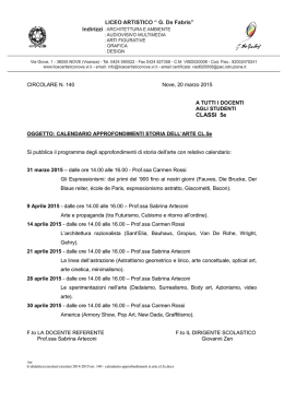 Circ. n. 140 - Calendario approfondimenti st.arte cl.5e