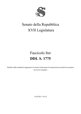 Senato della Repubblica XVII Legislatura Fascicolo Iter DDL S. 1775