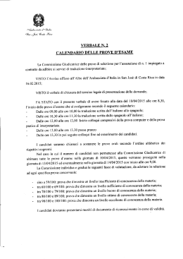 calendario esami - Ambasciata d`Italia in Costa Rica