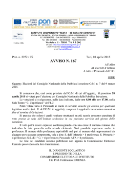 AVVISO N. 167 - Istituto Comprensivo Resta – De Donato Giannini