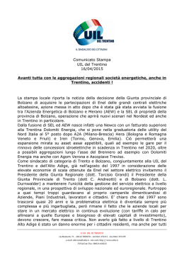 Comunicato stampa Uil del Trentino 16/4/2015