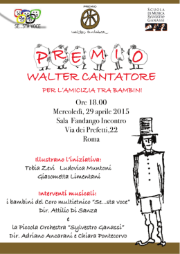 Premio Walter Cantatore : Roma 29 aprile 2015